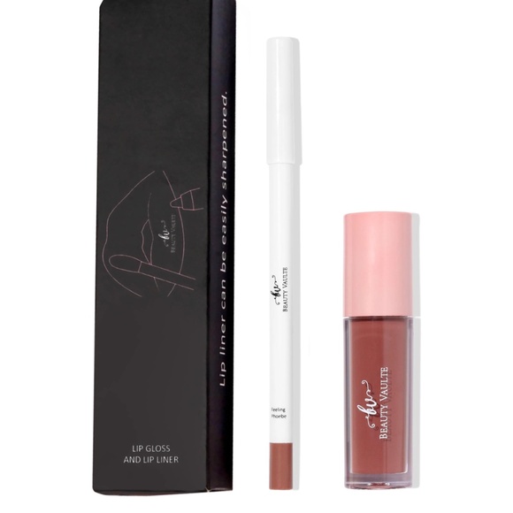 BEAUTY VAULTE 2pc Lip Gloss & Liner Duo Set FEELING PHOEBE (Mauve Brown) New - Picture 1 of 9